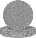 Round Placemats Set of 6, Cotton Rope Woven Table Mats, Hot Pads for