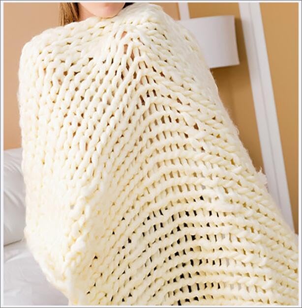 Chunky Knit Blanket Throw Cotton Throw Blanket 100% Handmade Warm &