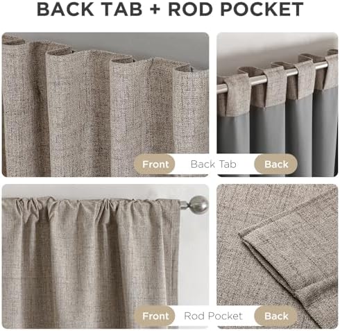 Joydeco 100% Blackout Curtains for Bedroom, Natural Linen Curtains