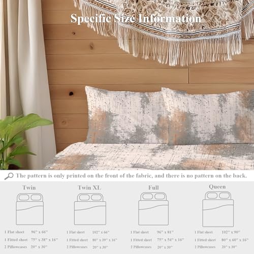 Shrahala Abstract Art Surface Twin XL 4 Piece Sheets Set, Muted Grainy
