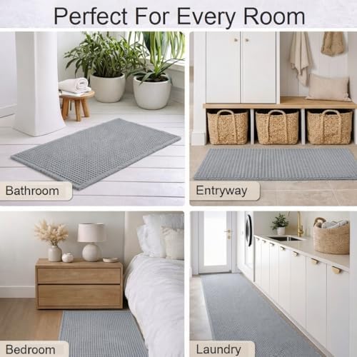 Waffle Bath Mat Non Slip, Super Absorbent Quick Dry Bath Rug, Soft