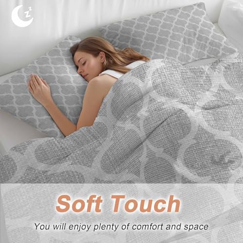 Grey Bedding Queen Duvet Cover Set, 3 Piece Microfiber Soft Comforter