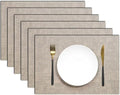 Faux Leather Placemats Set of 6, Washable Wipeable and Heat Resistant