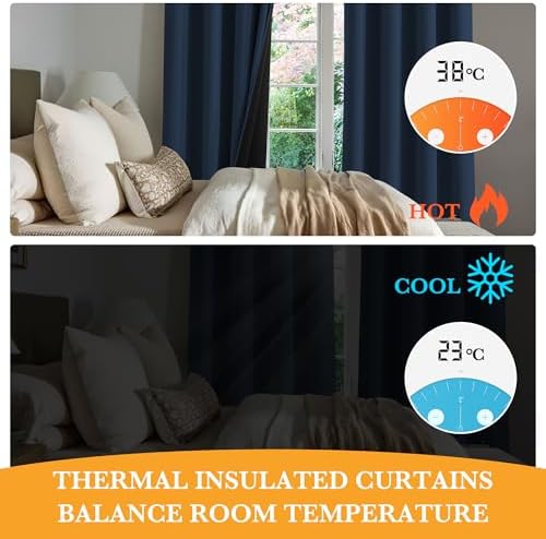 RYB HOME 100% Blackout Curtains for Bedroom Living Room 96 inches Long