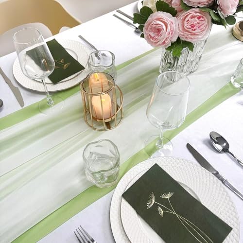 Light Gray Chiffon Table Runner Elegant 10FT 28x120 Inch