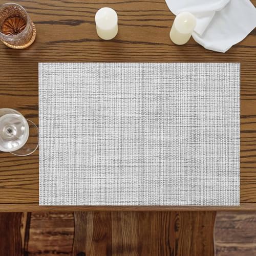 Grey Rustic Placemats Set of 8, Cotton Linen Fabric Place Mats