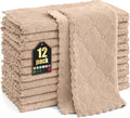 Homaxy 12 Pack Super Soft Absorbent Dish Cloths, 10" x 10", Tan