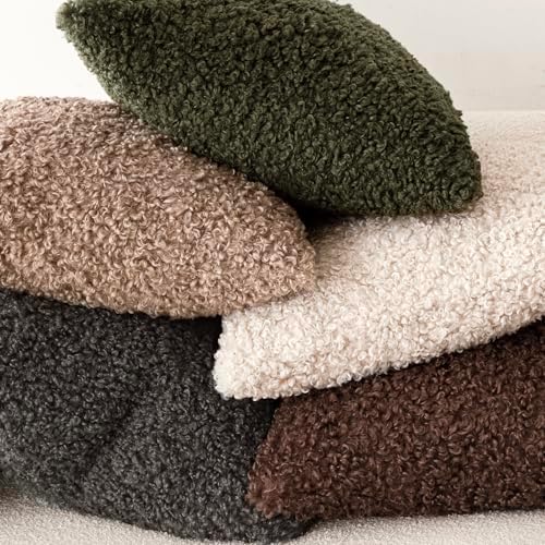 Foindtower Decorative Fuzzy Faux Fur Throw Pillow Covers 22x22 Olive