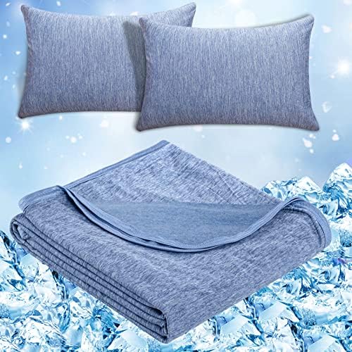 CHOSHOME 1 Pack Blue Cooling Blanket 60" X 80" and 2 Pack Cooling