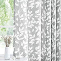 Grey Semi Sheer Leaf Curtains 52x63" Semi Sheer Panels Privacy Drapes
