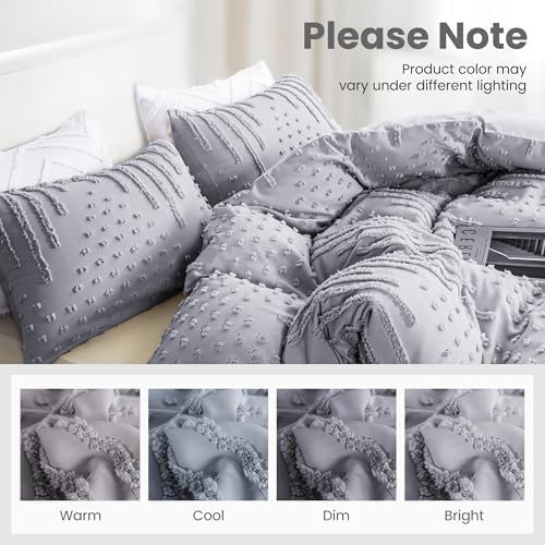 Sophia & William Microfiber Boho Tufted Duvet Cover Set, Queen, 3 PCS