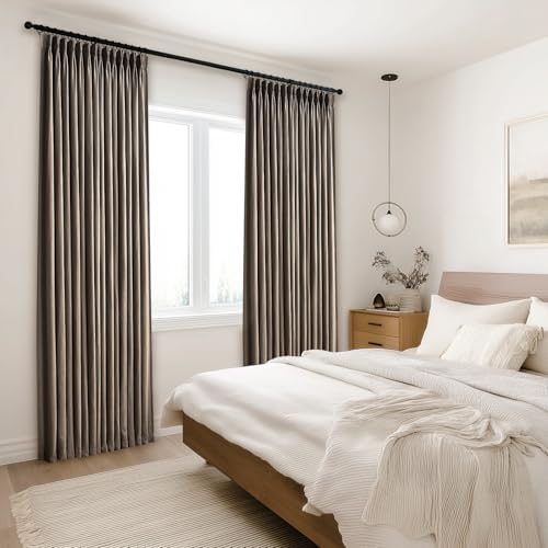 96 Inches Long Pleated Sheer Curtains,Dark Linen Blended Light