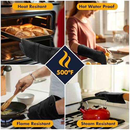 6 Pack Oven Mitts and Pot Holders Sets,Silicone Oven Mitts &Hot