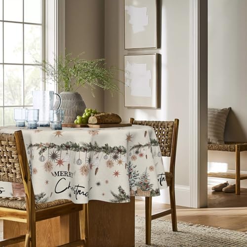 Horaldaily Christmas Tablecloth 90 x 90 Inch Round Christmas Trees