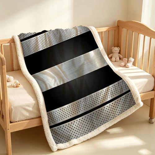 Industrial Metal Double-Layer Sherpa Fleece Throw Blanket 60”x 80”