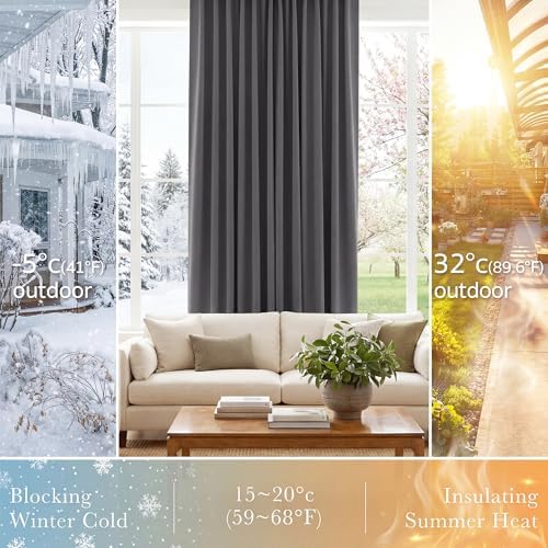 PONY DANCE Window Treatments Curtains - Gray Blackout Drapes Home