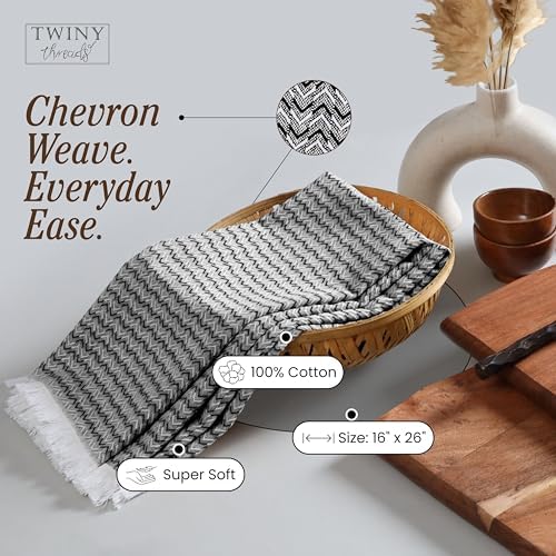 TWINY threads Set of 12 100% Cotton Kitchen Towels, 16"x26", Soft