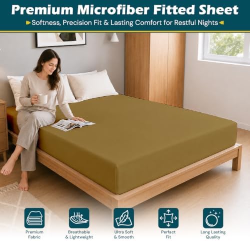 California King Fitted Sheet 15 Inch Deep Pocket, Soft Microfiber