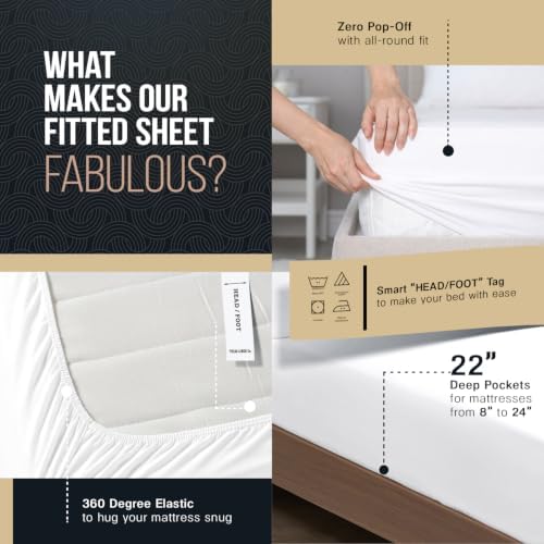 Texas Linen 100% Egyptian Cotton Fitted Sheet Queen Size - Luxury 1500