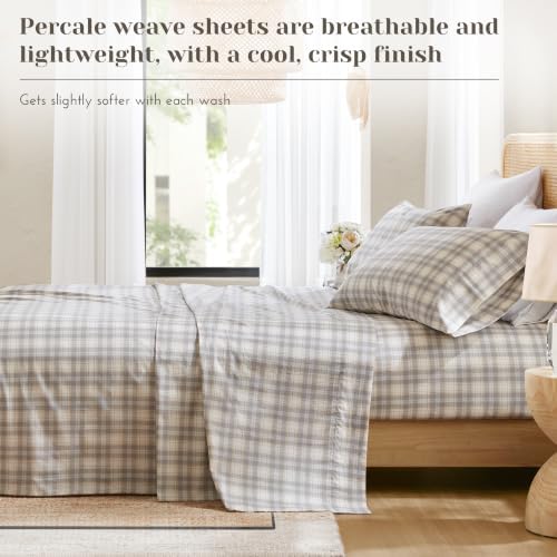Comfort Spaces 100% Cotton Percale Sheets Twin XL Size 3 Pcs, Wesley