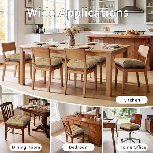ELFJOY Chair Cushions for Dining Chairs 18" x 18" x 3" Set of 4 Khaki