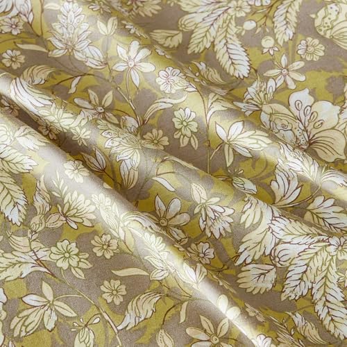 YuHeGuoJi Vintage Taupe Botanical Duvet Cover Queen 100% Cotton 3 Pcs