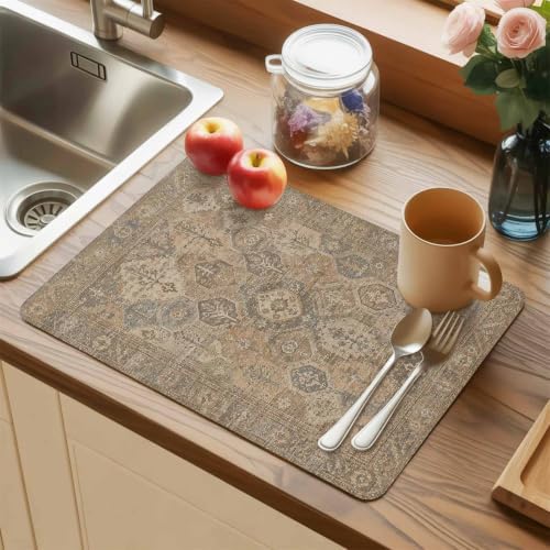 Central Medallion Placemats Set of 6 Vintage Abstract Traditional