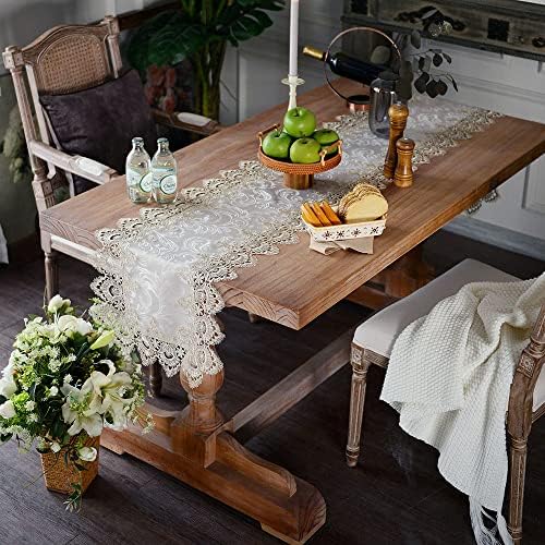 ARTABLE Stone Grey Lace Table Runner Macrame Dresser Scarf