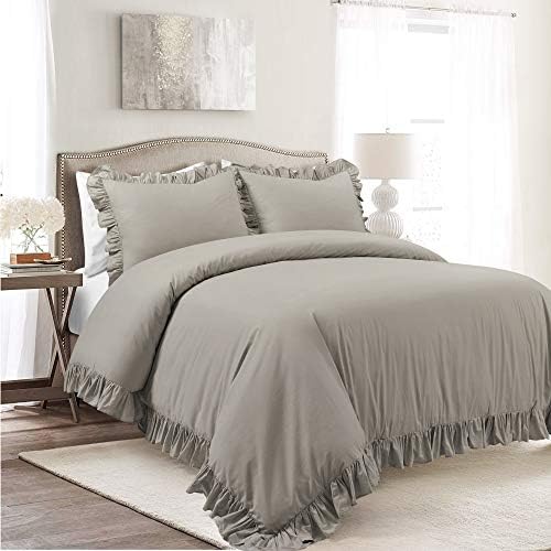 Lush Decor Reyna Ruffle Cotton Duvet Cover Set 3 Piece Set Full