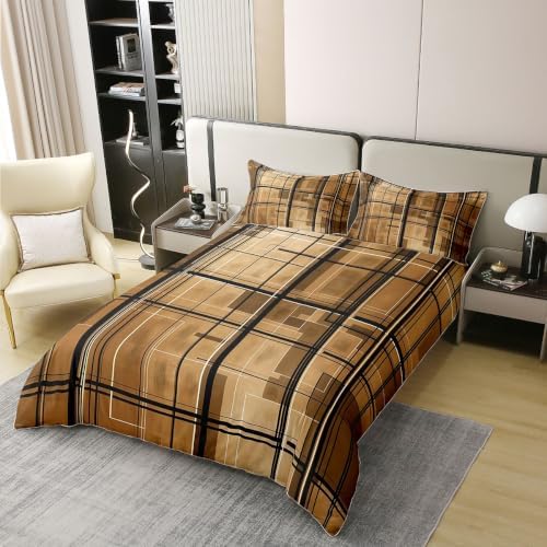 Erosebridal Boho Beige Brown Grey Duvet Cover Set Mid Century 100%