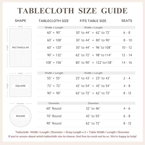 Linen World Linen Tablecloth 108x60 Inch, Rectangular Tablecloth