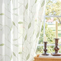 Lazzzy Embroidered Sheer Curtains Floral Leaf White Sheer Curtain for