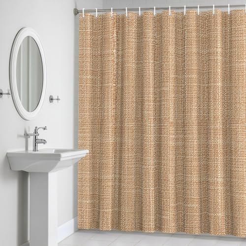 Tan Linen Shower Curtain 84 inches Extra Long Rustic Boho Natural Sand