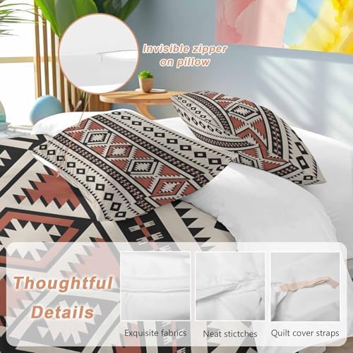 Beige Boho Bedding Duvet Cover Queen Size - 1 Quilt Cover 90x90 Inches