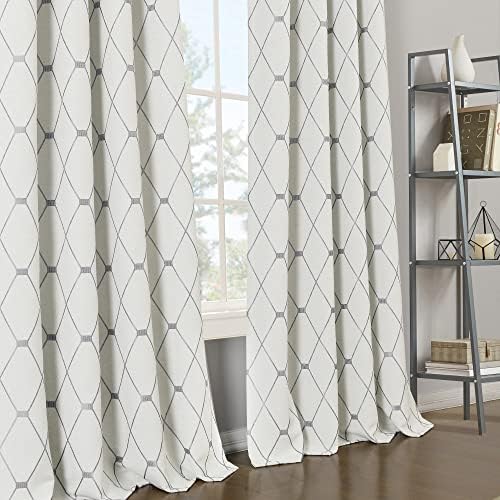 Joywell Off White Linen Curtains 108 Inches Long for Living Room Grey