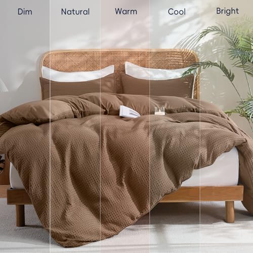 PHF Ultra Soft Waffle Weave Duvet Cover King Size 3 Pieces - 3D