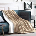 Walensee Sherpa Fleece Blanket (Twin Size 60”x80” Taupe tan) Plush
