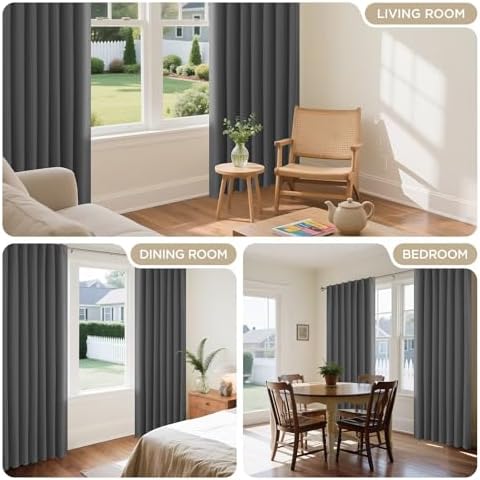 Joydeco Blackout Curtains 108 Inches Long, Thermal Insulated Black Out