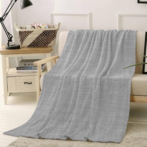 Solid Color Gray Flannel Throw Blanket Fleece Blankets,Vintage Linen