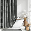 Dynamene Farmhouse Shower Curtain Chenille Striped 72"x72" Charcoal