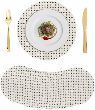 Minimalist Plus Sign Round Braided Placemats Set of Set of 8 Heat