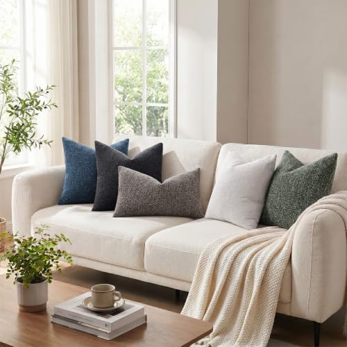 decorUhome Textured Woven Throw Pillow Covers 22x22 Set of 2 Olive