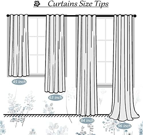 Decorative Curtains 63 Inch Length for Bedroom 2 Panels Room Darkening