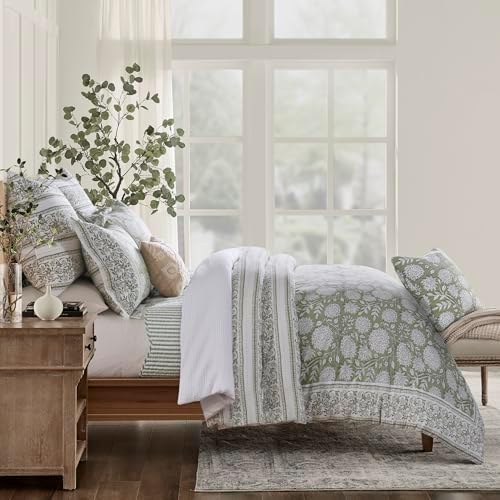 Levtex Home Adare Sage Reversible King Duvet Cover Set (106x94in) with