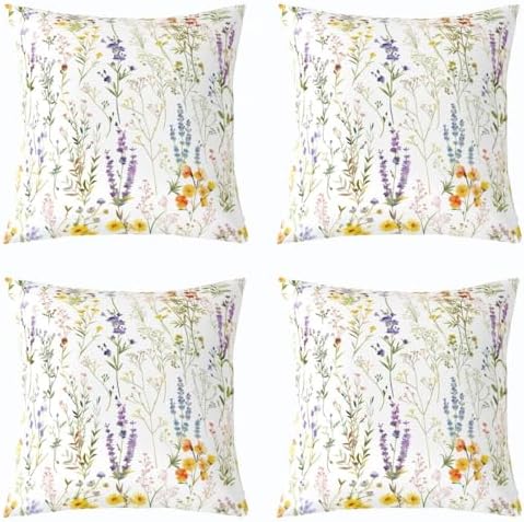 jejeloiu Cute Floral Throw Pillow Covers Set of 2 Botanical Flowers