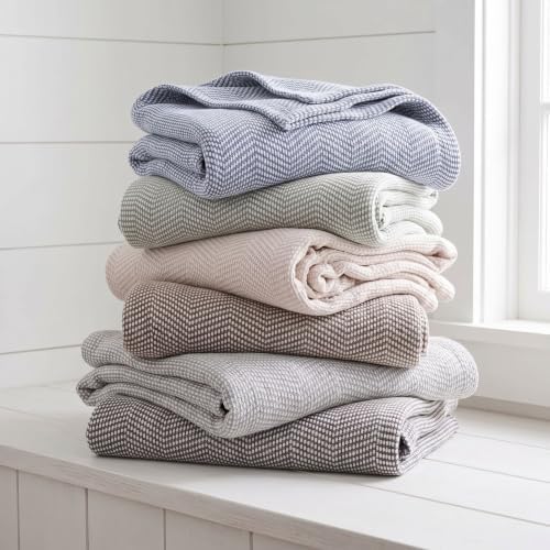 SUPERIOR Chrisney Cotton Blanket, Comfy All Season Bedding, Home Decor