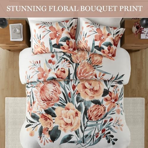 Madison Park Queen Duvet Cover Set, Floral Duvet Cover for Queen Size