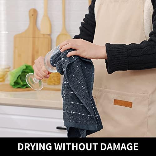 Homaxy 100% Cotton Terry Bulk Kitchen Towels, 10 Pack, Dark Grey