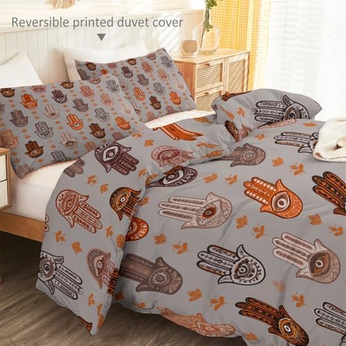 Grey Duvet Cover Queen 91" x 91" Size, Reversible Duvet Cover Set with