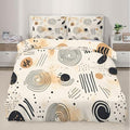 Boho Beige Duvet Cover Queen Size, Mid Century Bedding Set 3 Piece
